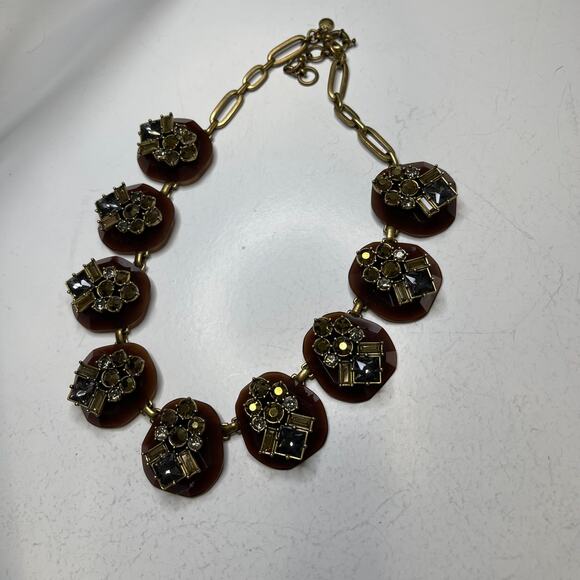 J.Crew J Crew statement necklace gold tone burnished signed costume jewelry - Picture 10 of 16